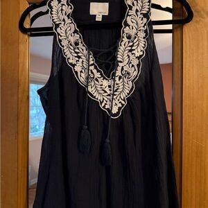 Greylin Navy Blue Embroidered Women's Top